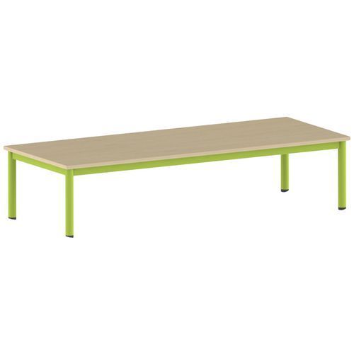 TABLE CARÉLIE 200 X 80 MOBILE T1 STRAT HÊTRE MIEL- VERT 1864 - MOBIDECOR