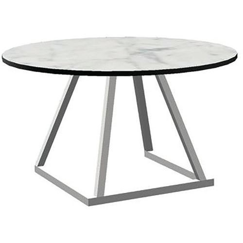 TABLE LOUNGE D80 CMALUMINIUM BLANC MÉLAMINE MARBLE WHITE - FLEXFURN