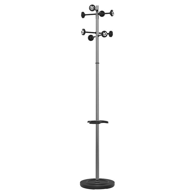 Unilux 100340697 Accueil Portemanteau sur pied à Tête Tournante avec 8 Patères Porte-Parapluies et Egouttoir 175 x 34 cm Chrome - 3595560008865_0