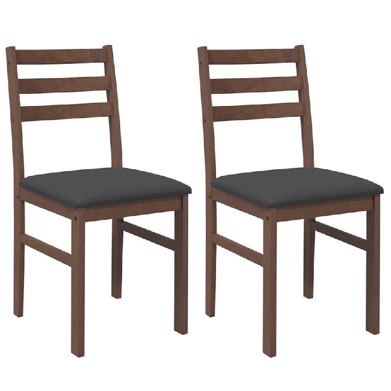 VidaXL Chaises à manger coussins 2 pcs marron bois massif caoutchouc Modèle Atlas - 4102418_0