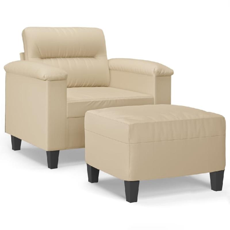 VidaXL Fauteuil avec repose-pied Crème 60 cm Tissu microfibre Modèle Atlas Smart Pro - 3201229_0