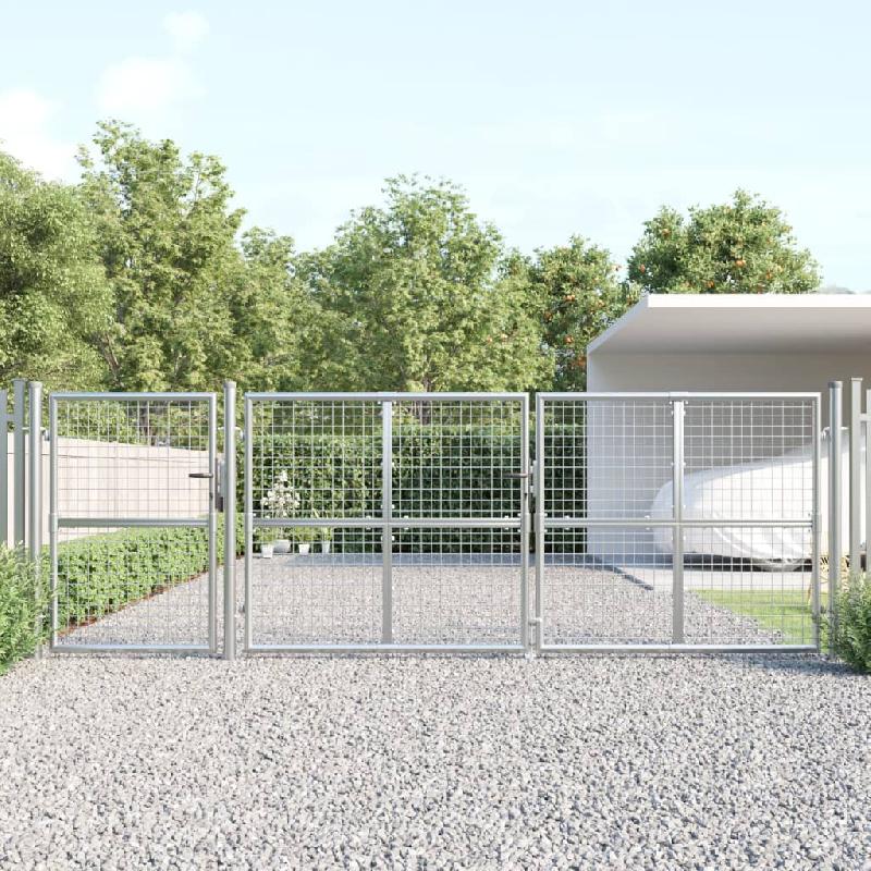 Vidaxl portal de jardin maille argenté 400x175 cm acier galvanisé 154555_0