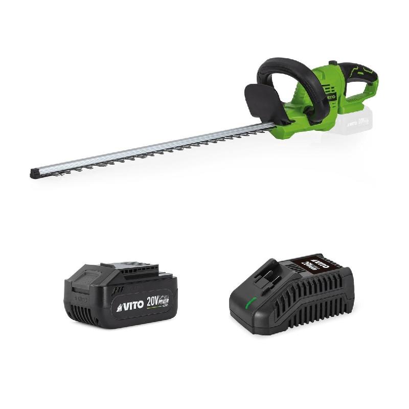 VitoGARDEN Taille Haies sans fil 20V LI Lame 51CM + Batterie lithium 4AH + Chargeur Rapide VITO - vert 3701107756575_0
