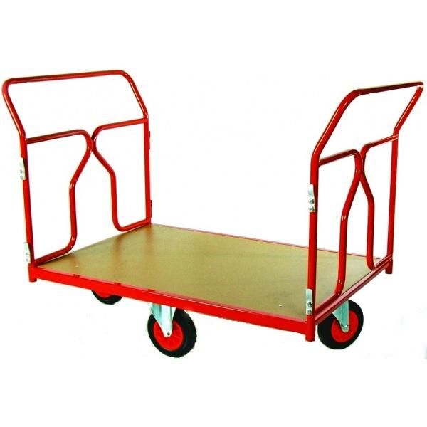 800004062 CHARIOT MODULAIRE 500 KG 2 DOSSIERS TUBE AMOVIBLES, ROUE EN LOSANGE 1200X800 ROUGE