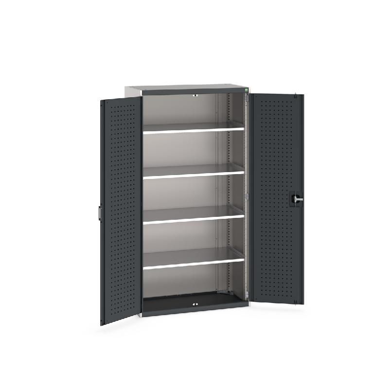Armoire d'atelier Cubio SMF-10520-1.2 - Portes perforées et 4 tablettes - Charge jusqu'à 1,5 tonne_0