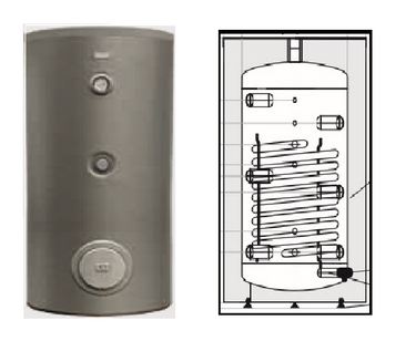 Ballon tampon isolé avec 1 échangeur SGB 300 litres - acier doux - haute qualité Galmet_0