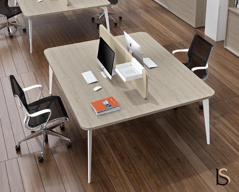 Bureau bench 2 personnes Blade - Alea - Non, 140, Chêne gris_1