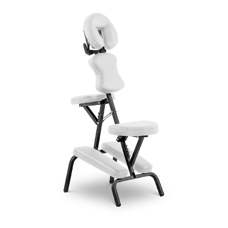 Chaise de massage pliante - Couleur acier blanc - Charge max 130 kg - Rembourrage 40-65 mm_0