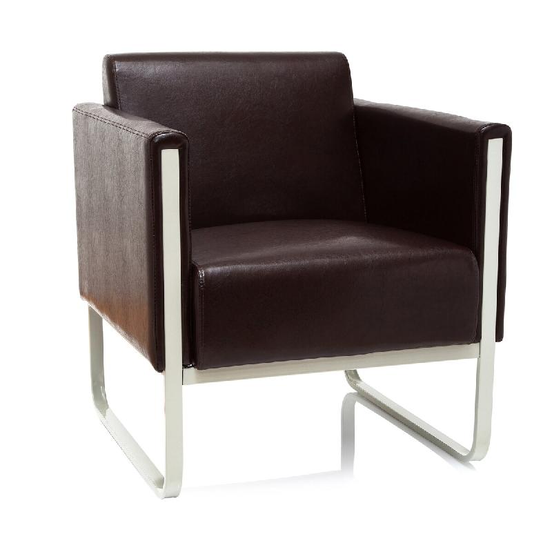 Chaise longue ARUBA cadre argentin similicuir 1 place marron hjh OFFICE - marron plastique 713324_0