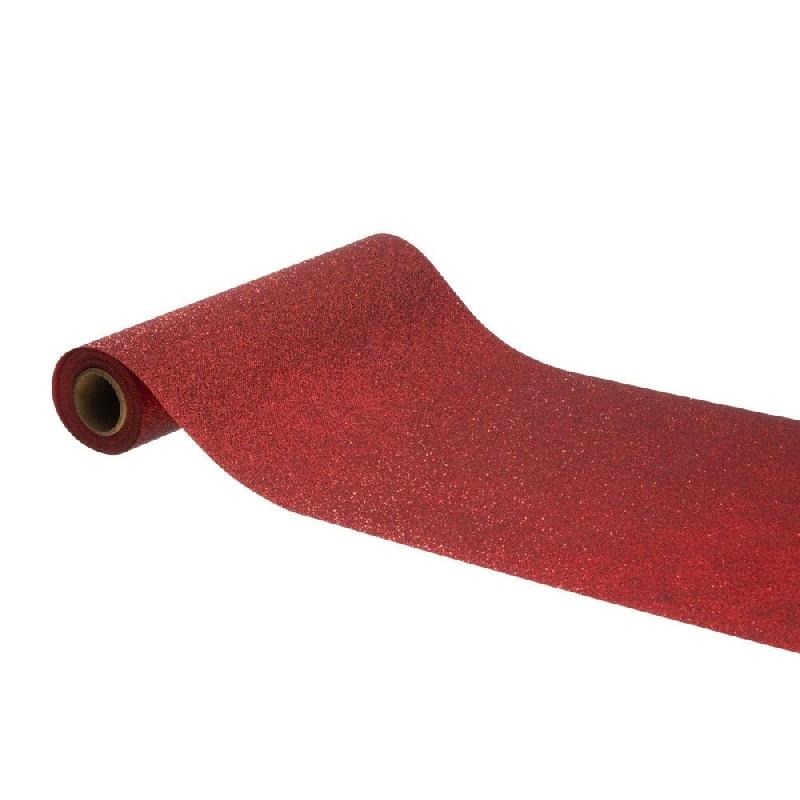 Chemin de table paillettes premium rouge 30cm x 5m_0
