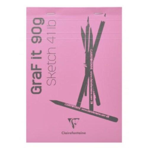 Clairefontaine Lot de 5 Bloc agrafé GRAF IT de 80 feuilles de papier croquis blanc microperforées, 90 g/m², A6, couverture rose - 3329680966688_0
