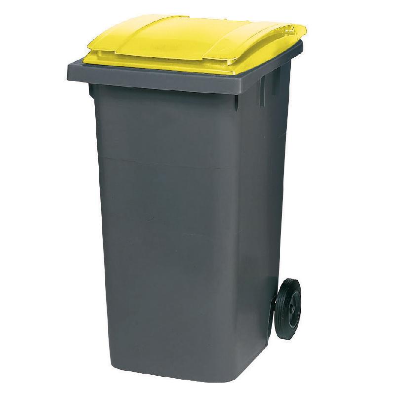 CONTENEUR 2 ROUES SULO  PRISE FRONTALE 240 L GRIS/ JAUNE