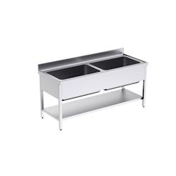 Distform Plonge Inox avec Bâti et Etagère 2 Bacs Grande Capacité Gamme 700 - 0641094968571_0