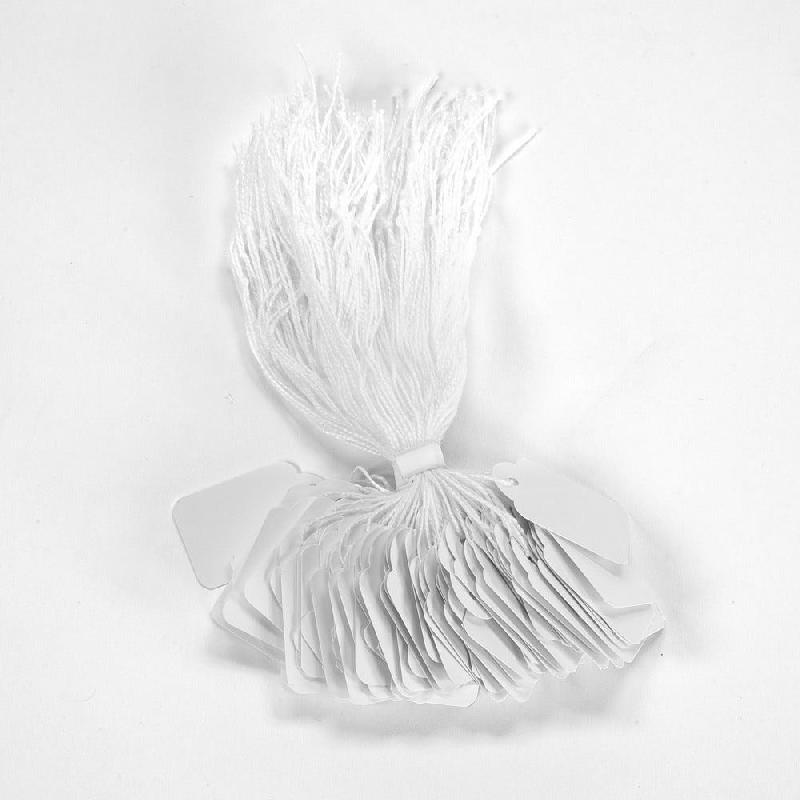 Étiquettes bijoux à fil blanc 25x39mm - par 1000 - Densité 225 gr/m2 - Papier blanc_0