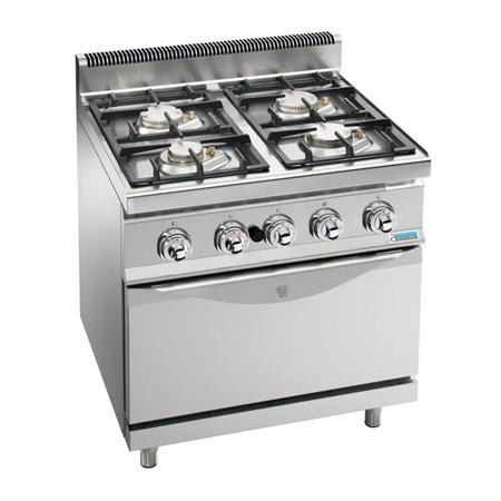 Fourneau gaz Gamme 700 - G7F4PW+FG - 4 feux vifs - Four GN 2/1 - 29,3 kW_0