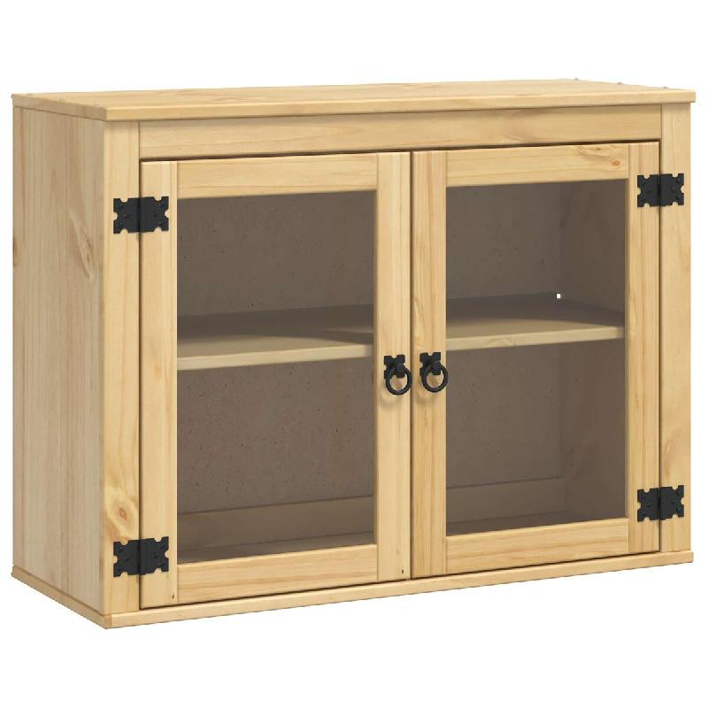 Helloshop26 - Armoire moderne avec étagère rectangulaire 80 x 32 x 60 cm grand espace de stockage en pin massif miel 02_0058893 - Bois massif 300024_0