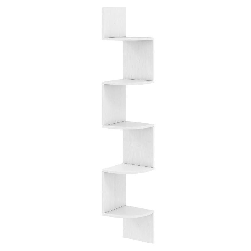 Helloshop26 - Étagère d'angle flottante 20 x 20 x 126 cm rangement vertical 5 niveaux design moderne en bois blanc 20_0014751 - 3000228430402_0