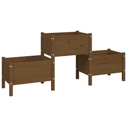 Helloshop26 - Jardinière bac lit surélevé plantes fleurs terrasse jardin 178,5 x 44 x 75 cm bois massif de pin marron 02_0037467 - 3000217823468_0