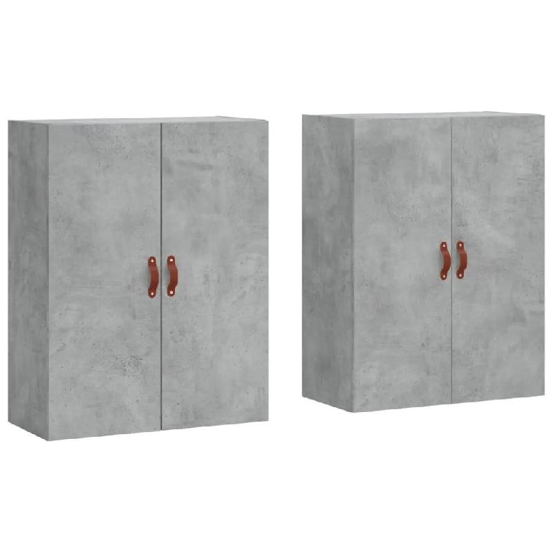 Helloshop26 - Lot de 2 armoires murales design pratique rangement 69,5 x 34 x 90 cm en bois d'ingénierie gris béton 02_0055345 - gris Bois massif 30_0