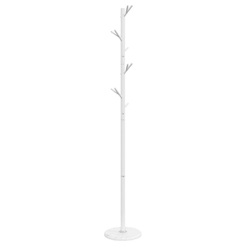 Helloshop26 - Porte-manteau sur pied pratique 175 x 29 cm avec base stable en marbre ambiance cosy en fer blanc 02_0047602 - blanc 3000234865359_0