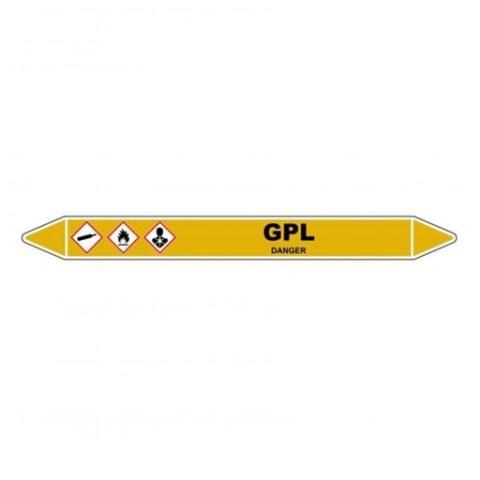 LOT DE 3 - MARQUEUR DE TUYAUTERIE - GPL - NFX 08-105 - VINYLE LAMINÉ 250 X 26 MM