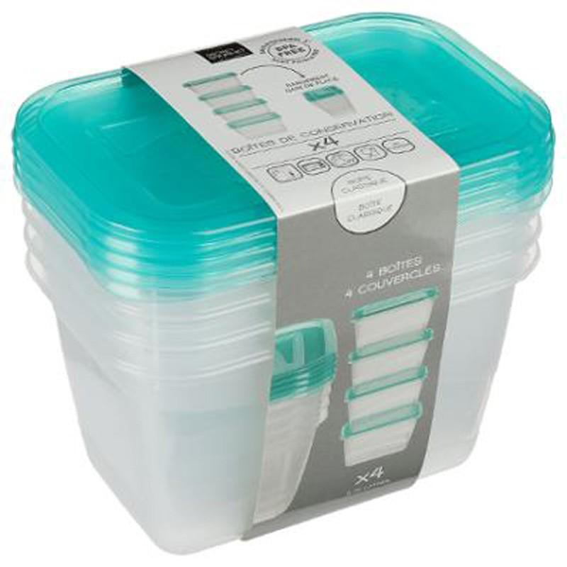 Lot de 4 boîtes de conservation Fresh & Freeze 0,75L bleu - Pratique et fonctionnel - Dimensions 15,5x10,5x13 cm_0