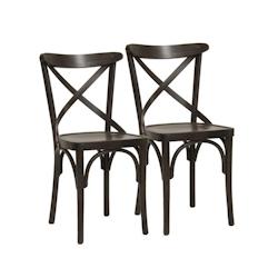 METRO PROFESSIONAL Chaise de restaurant Cross, set de 2, bois de hêtre, marron noix - marron Bois massif 4337182213123_0