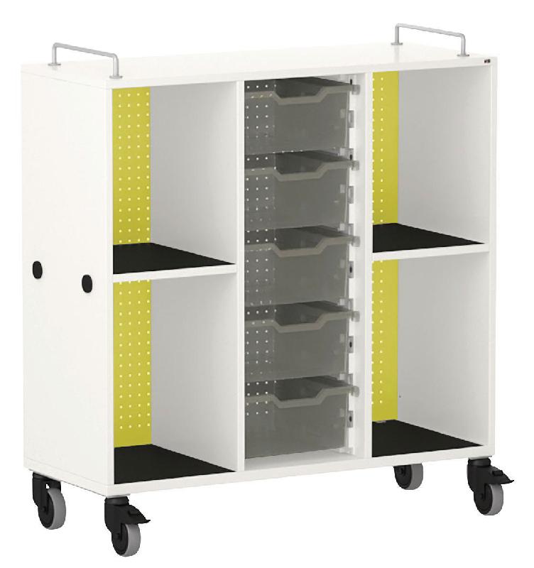 MEUBLE BAS SHIFT+ LANDSCAPE MÉLA POUR CARTABLES 4 CASES - BLANC - VERT CLAIR - MANUTAN COLLECTIVITÉS