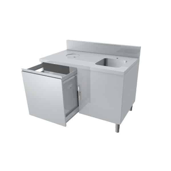 Meuble combiné lave-main/poubelle façade basculante P  800 mm_0
