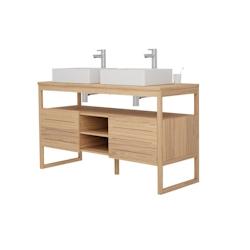 MOB-IN Ensemble meuble double vasque ATOLL 140cm + vasques - marron 3701606504912_0
