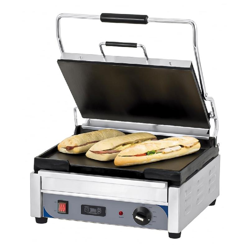 Panini grill avec timer grand premium lisse en inox 2400 W_0