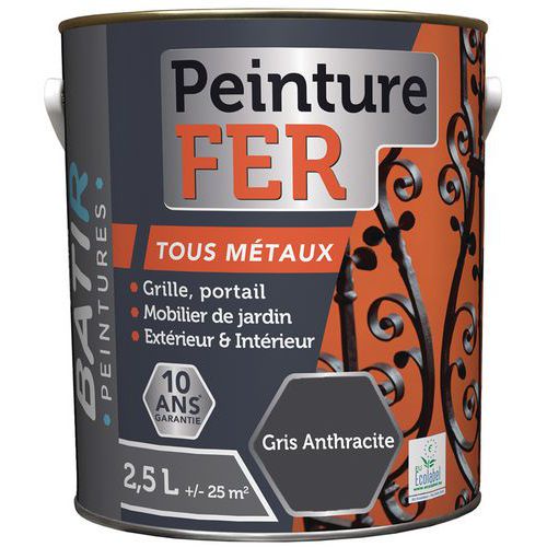 PEINTURE FER ET MÉTAUX ECOLABEL AQUAREL-25L GRIS ANTHRACITE