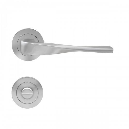 POIGNÉES DE PORTE SUR ROSACES RONDES SÉRIE ER 88 NEVADA - INOX SATINÉ -CONDAMNATION KARCHER DESIGN