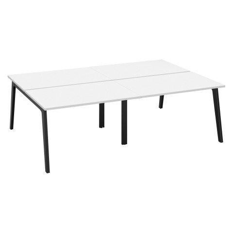 PÔLE DE 4 BUREAUX EDEN ARCHE L 240 CM AVEC GOULOTTE INTÉGRÉE PLATEAU BLANC PIED ANTHRACITE