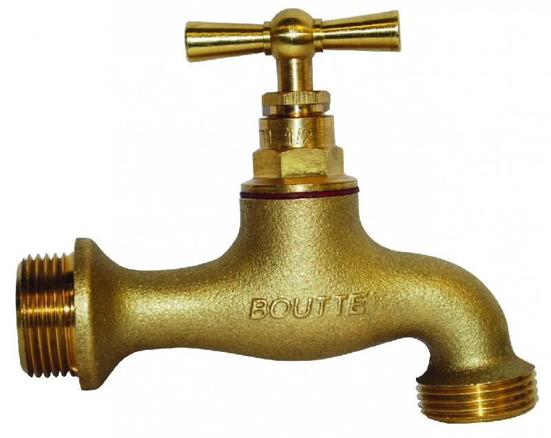 Robinet Boutte 2103315 - Laiton doré, résistant au gel, avec débit réglable et raccord 19 mm_0