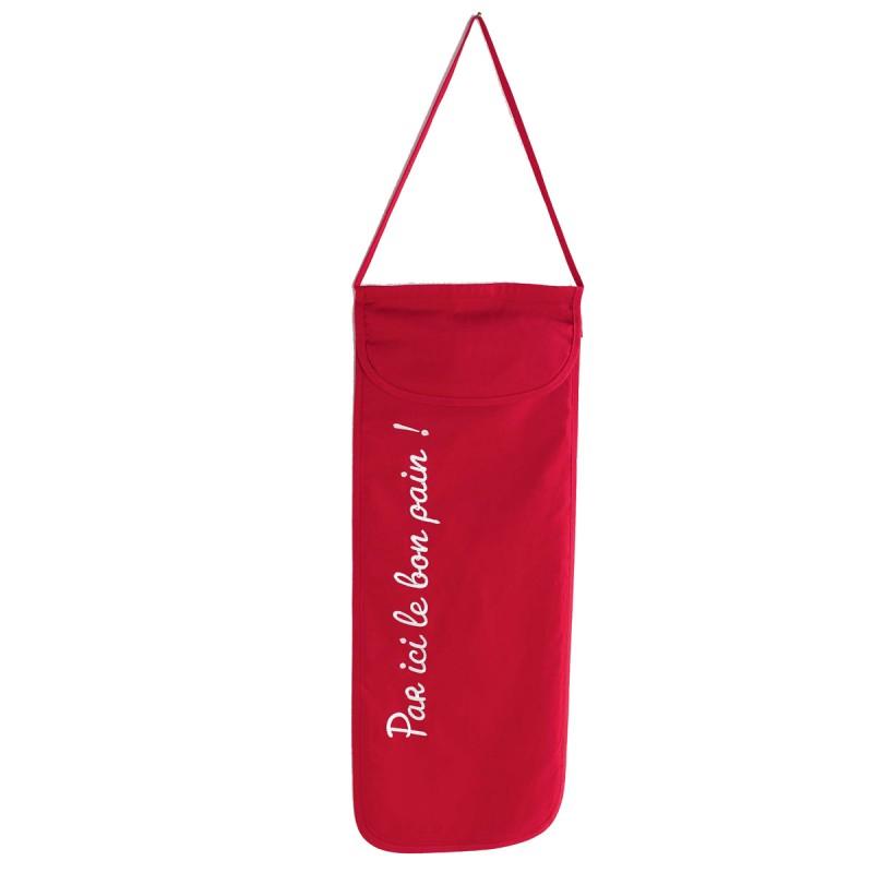 Sac à pain Cuistot 28x70cm rouge - Paris Prix - 100% coton avec rabat de fermeture_0