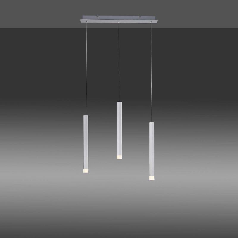 JUST LIGHT. SUSPENSION LED BRUNO À TROIS LAMPES, ALUMINIUM