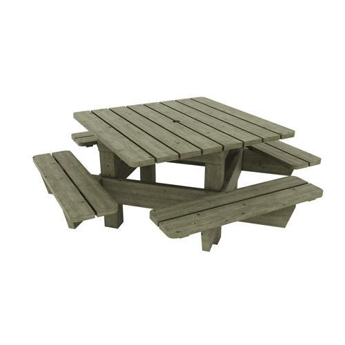 TABLE BANCS MINQUIERS L 200 X 200 H 75 CM À SCELLER PIN TRAITÉ MANUTAN EXPERT