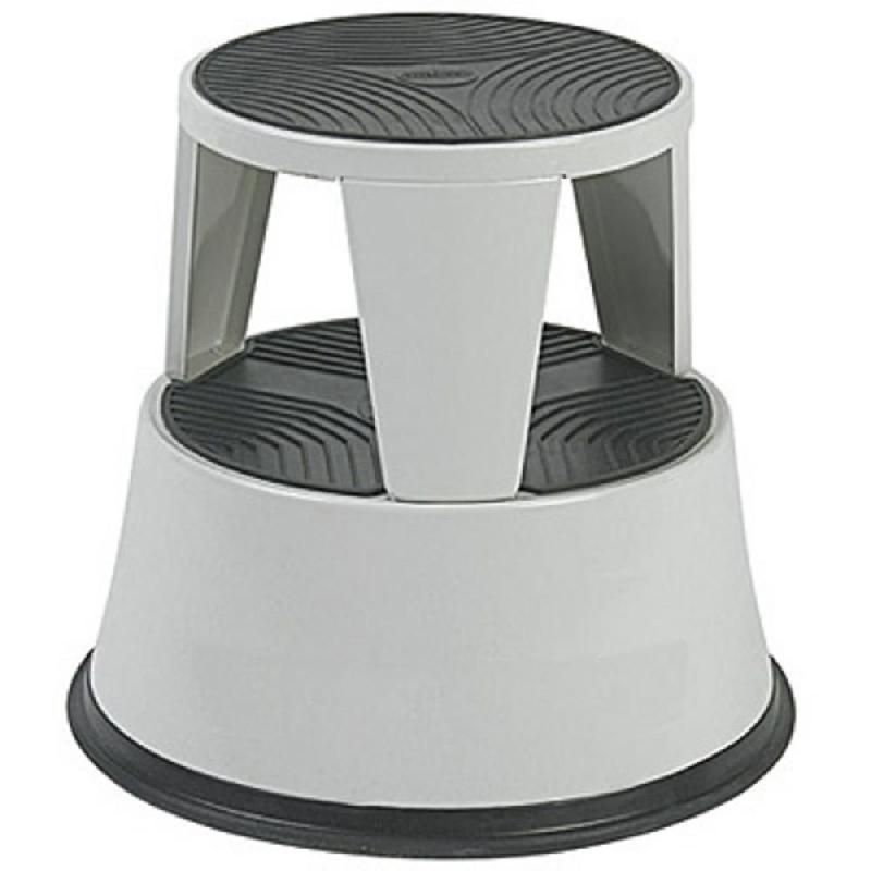 TABOURET MARCHEPIED - EN MÉTAL ET ANTIDÉRAPANT – COULEUR GRIS CLAIR