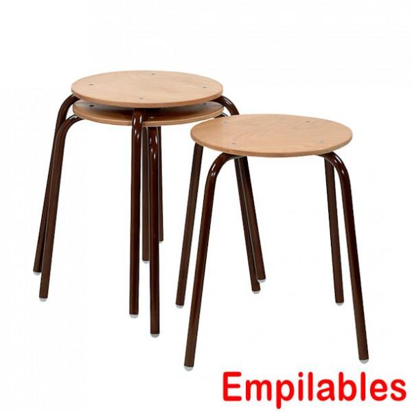 Tabourets bois empilables - structure tubulaire métallique et assise en hêtre - Marque Rolléco_0