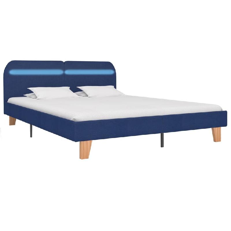 VidaXL Cadre de lit avec LED sans matelas bleu tissu 160x200 cm Modèle Arvanel - 280904_0