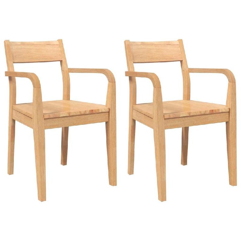 VidaXL Chaises à manger 2 pcs bois massif naturel caoutchouc Modèle Permoniax - 4102510_0
