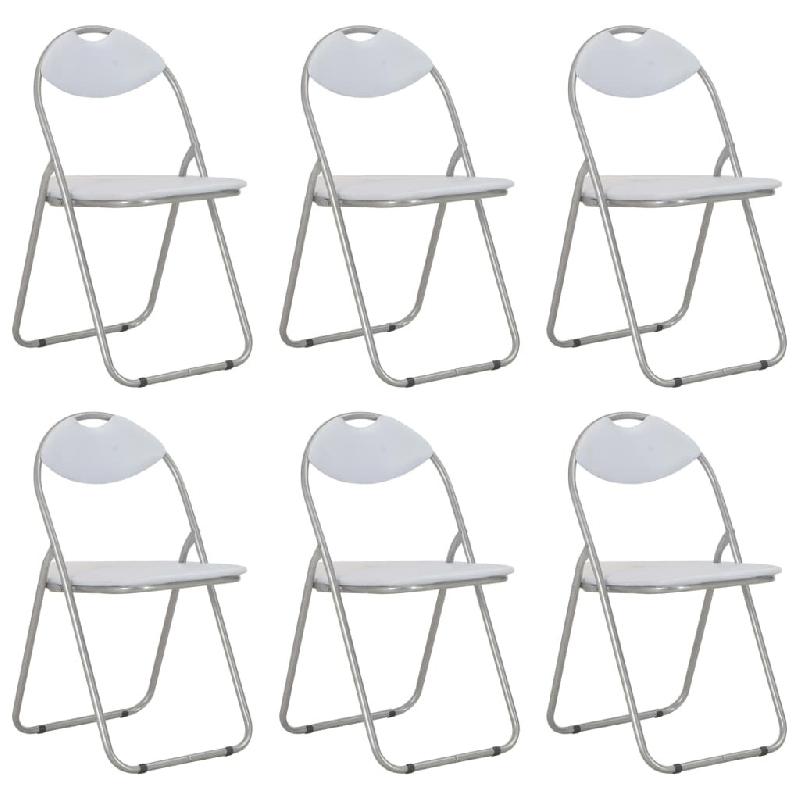 VidaXL Chaises pliantes à manger lot de 6 blanc similicuir Modèle Vega ProDesk Signature - 284409_0