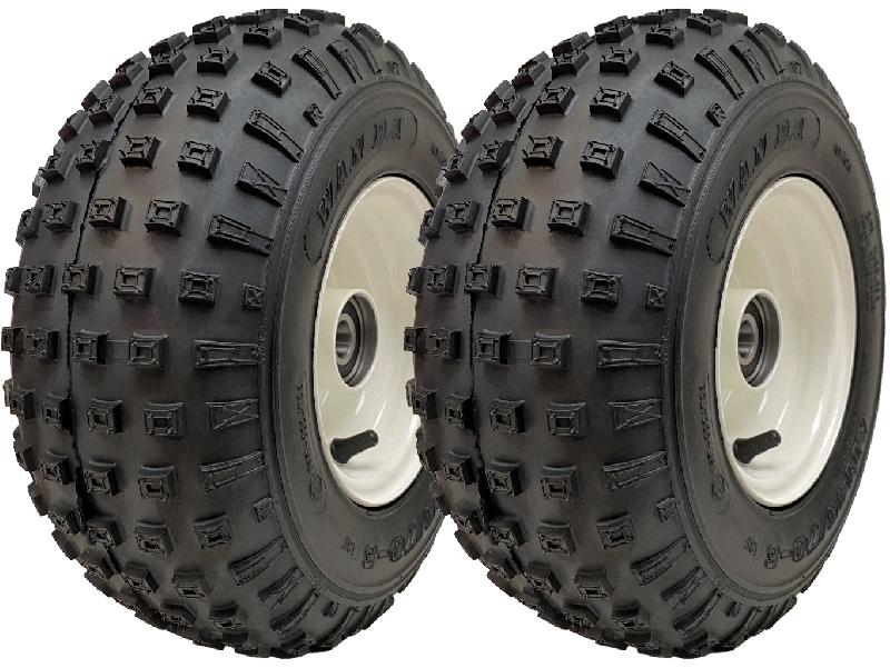 145/70-6 ATV Tyres Wanda Knobby On Rim 20mm Bearings Road Legal 75kgs (Set of 2)_0