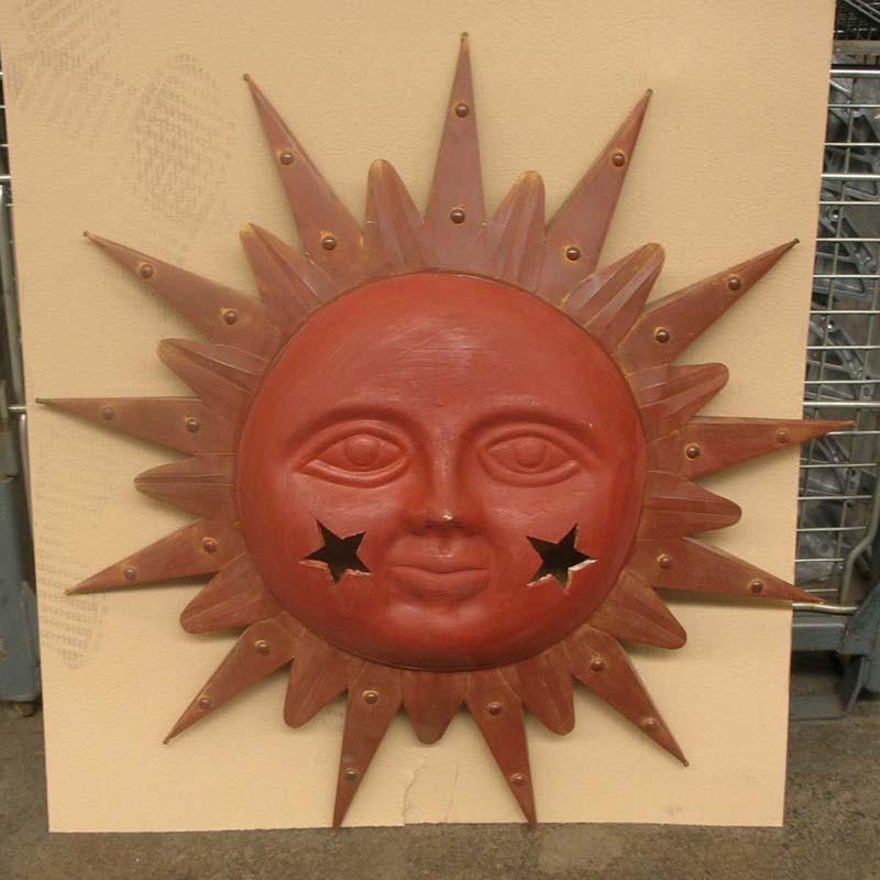Applique géante en terre cuite - soleil rouge_0