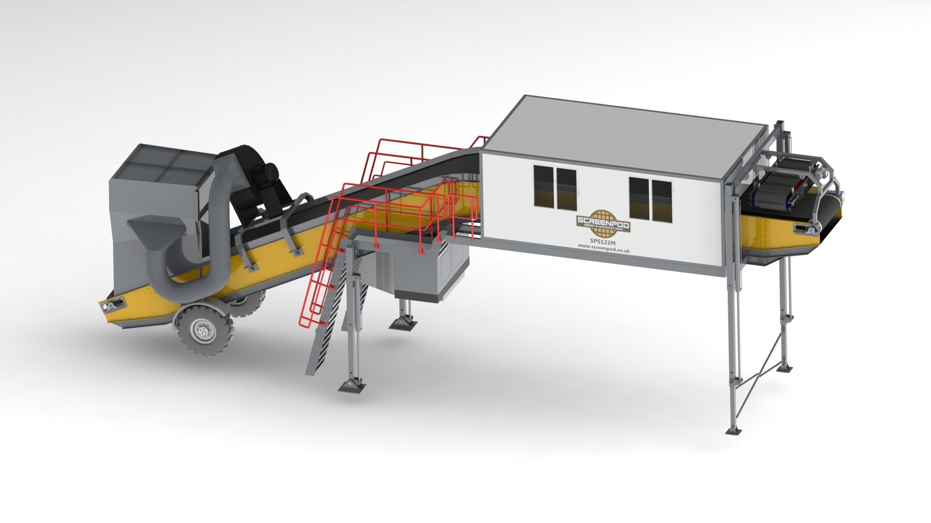 Cabine de tri mobile pour déchets - Screenpod SPS122 M - 2 baies compactes avec 4 places de tri, climatisation et convoyeur à vitesse variable_1