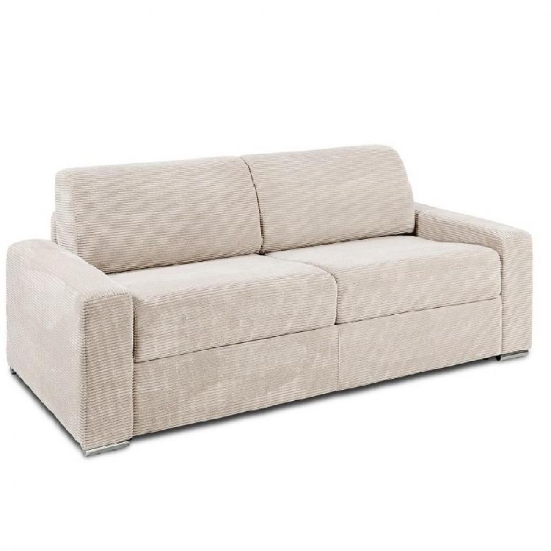 Canapé lit 4 places DREAMER convertible EXPRESS 160cm matelas 16 cm velours côtelé perle_0
