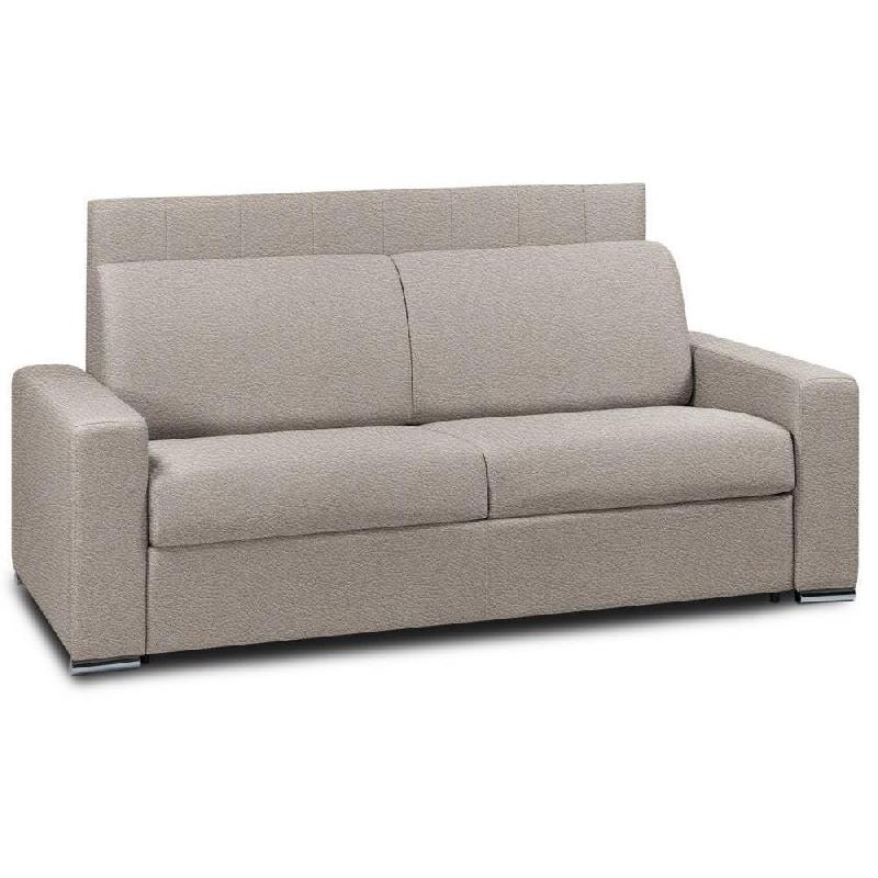 CANAPÉ LIT LEVALLOIS EXPRESS LATTES 120CM MATELAS 16CM TÊTE DE LIT INTÉGRÉE CUIR VACHETTE TAUPE CLAIR_0