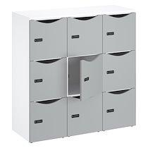 Casier de bureau Lockers 9 cases - Corps blanc, portes gris perle - H 132,9 cm_0
