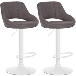 CLP Lot de 2 tabourets de bar Milet tissu Gris foncé/Métal blanc mat - gris textile 324420_0